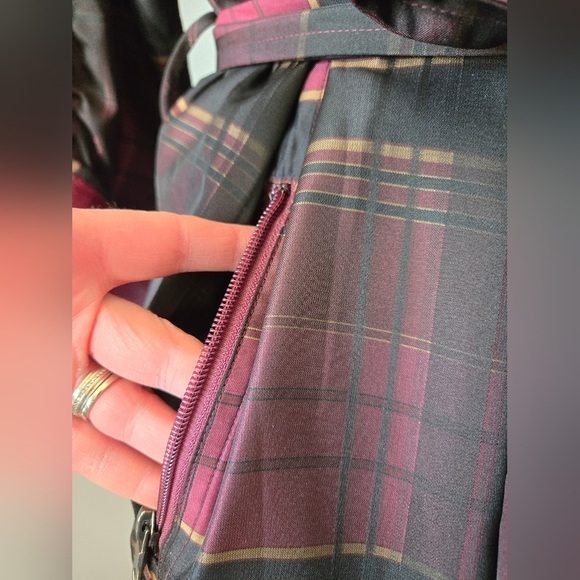 PULI Purple And Black Plaid Lightweight Belted Jacket. Size 14 - Picture 3 of 12